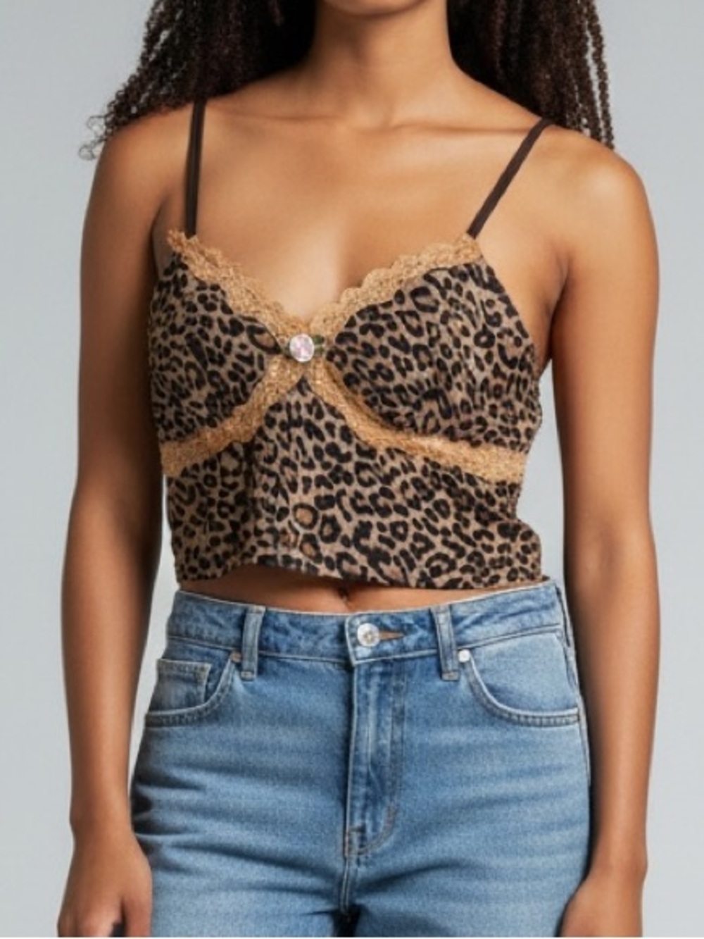 Y2K style Cropped Leopard Print Camisole Tank